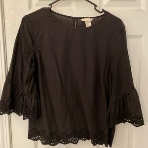 Black bell sleeve top